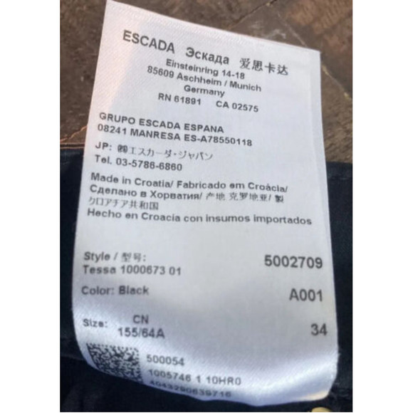 Escada Black Gold Accents Luxury Shiny Pants Size 34/ Small - Picture 6 of 16